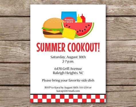 Summer Bbq Invitation Bbq Invitation Cookout Invitation