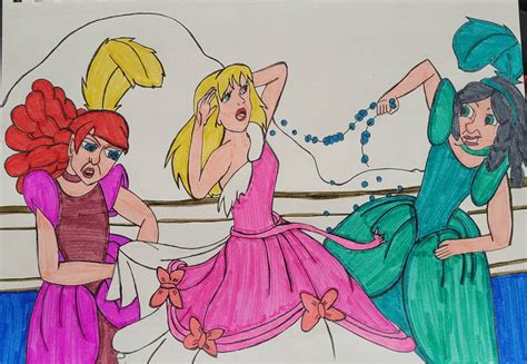 Cinderella and her evil stepsisters- coloured by Thisorin on DeviantArt