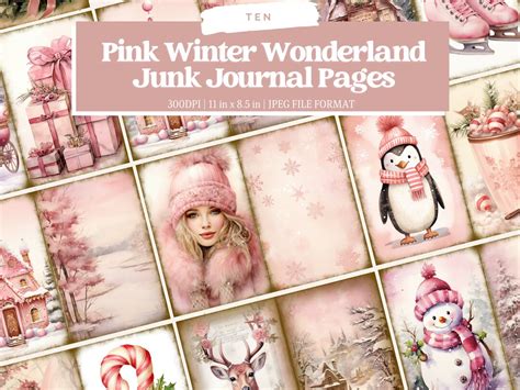 Pink Christmas Junk Journal Page Vintage Merry Christmas Junk Journal