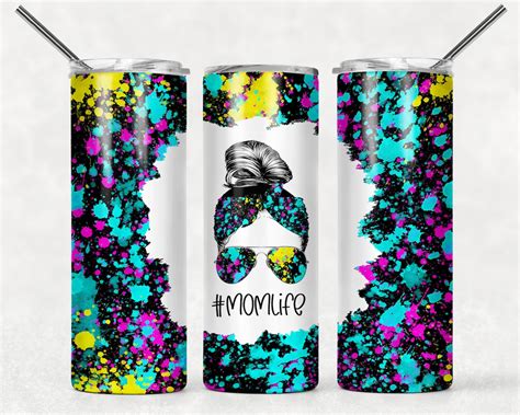 Seamless Sublimation Tumbler Designs Mom Life Mom Bun Hair Etsy