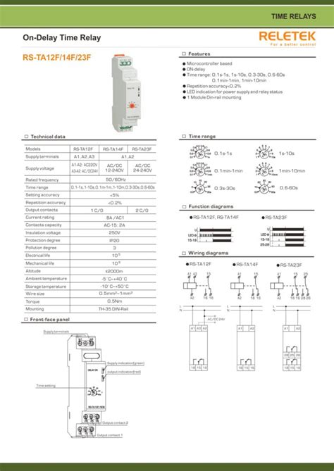 RS TA12F RS TA14F RS TA23F ON Delay Time Relay RELETEK Gala