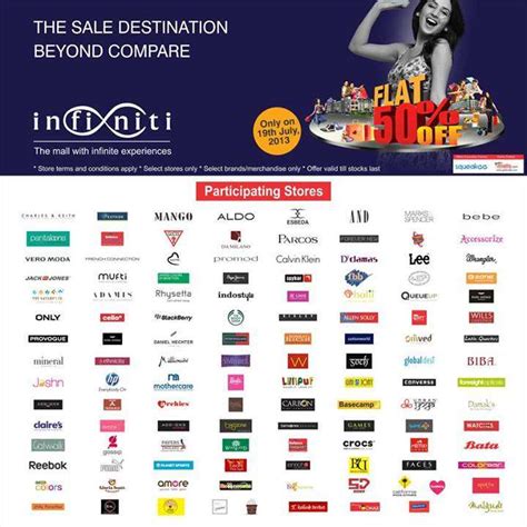 Flat 50% Discount Sale on Over 100 brands at Infiniti Mall Malad and Andheri on 19 July 2013 ...