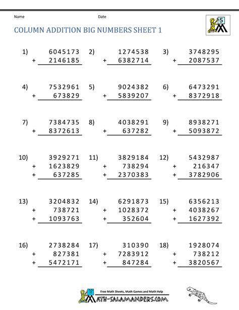 Adding Subtracting Whole Numbers Worksheets Add Subtract Dec