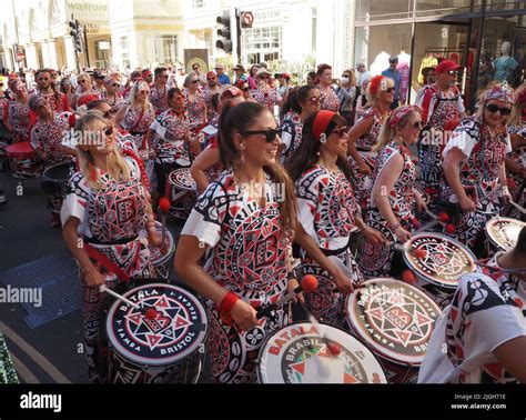 Batala Bristol samba reggae percussion band, Bath Carnival parade, Bath ...