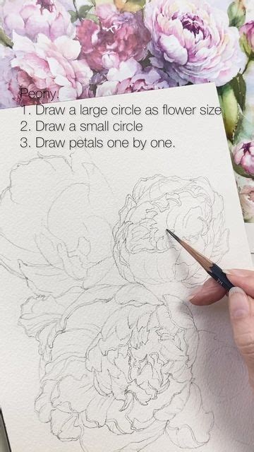 Hyun Jungsook On Instagram Peony 1 Draw A Large Circle As Flower