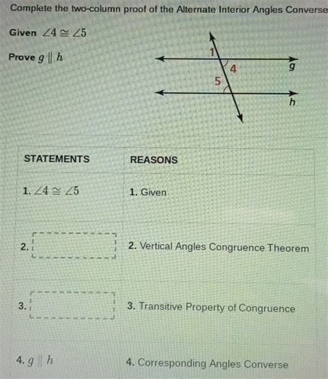 Complete the two-column proof of the Alternate Int - Gauthmath