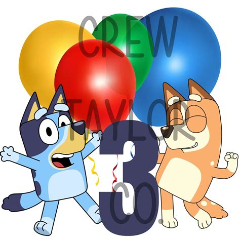 Bluey Bingo Rd Birthday Png File Bluey Bingo Third Birthday Png