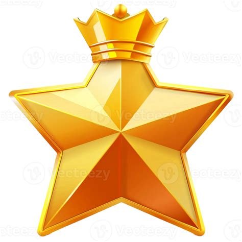 Golden Star with crown 47555256 PNG