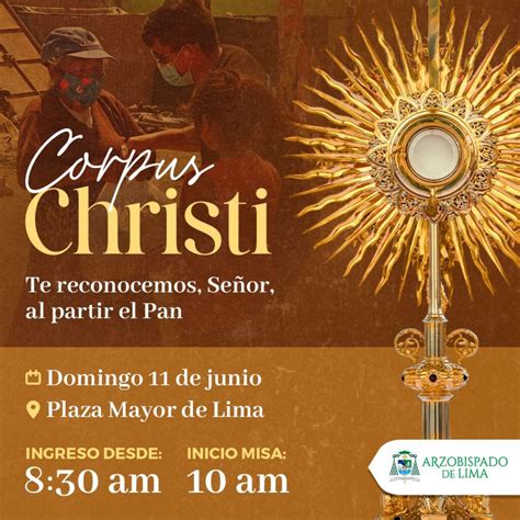 Invitación Corpus Christi 2023 en la Plaza Mayor de Lima Arzobispado