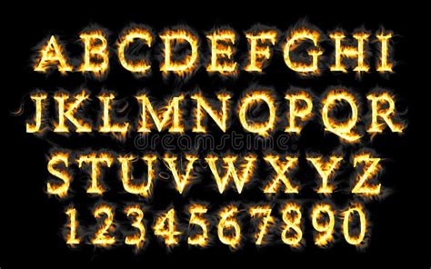 Fire Font Collection Alphabet Of Flame Stock Illustration