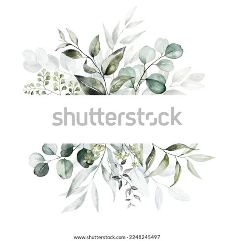 Watercolor Floral Illustration Green Gold Leaf Stock Illustration ...