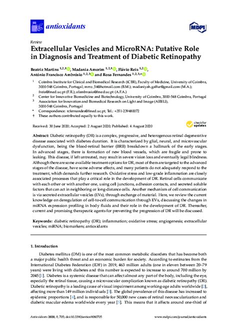 Pdf Extracellular Vesicles And Microrna Putative Role In Diagnosis