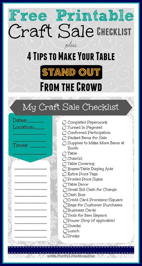 Free printable craft show checklist – Artofit