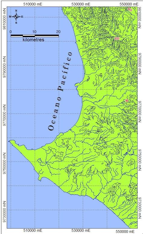 Mapa Topogr Fico De La Pen Nsula De Santa Elena Se Aprecian Las