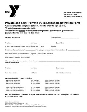 Fillable Online Private Semi Private Swim Lesson Inquiry Form Fax