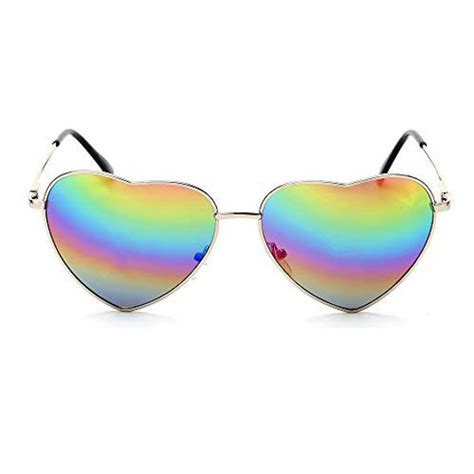 Getuscart Meyison Vintage Heart Shaped Sunglasses Thin Metal Frame