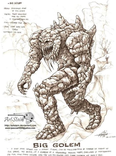 Big Golem By Artstain On Deviantart Mythical Creatures Art Mythical