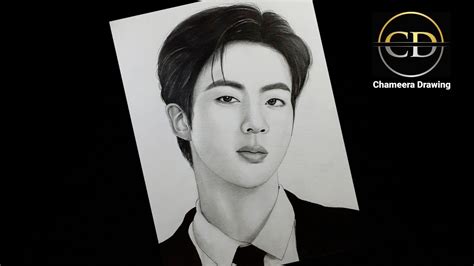 How to Draw a BTS " JIN " (step by step) Pencil Drawing Tutorial ...