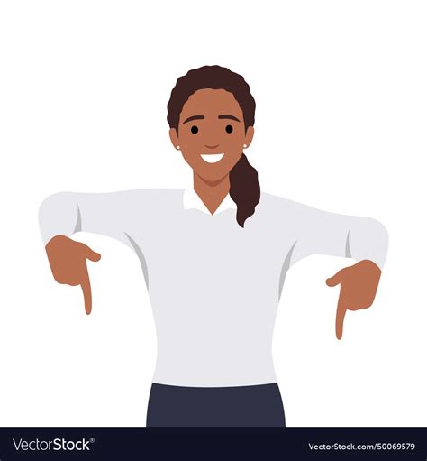 Young Woman Standing Behind The White Blank Vector Image