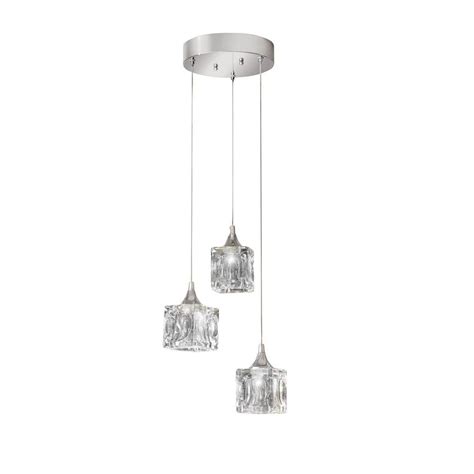 Home Decorators Collection 3 Light Polished Chrome Integrated Led Pendant With Clear Cube Glass