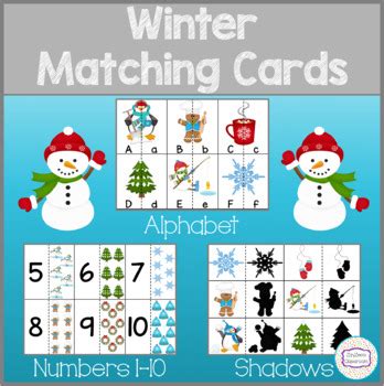 Winter Matching Cards Letters Numbers Shadows By Zayzee S Classroom