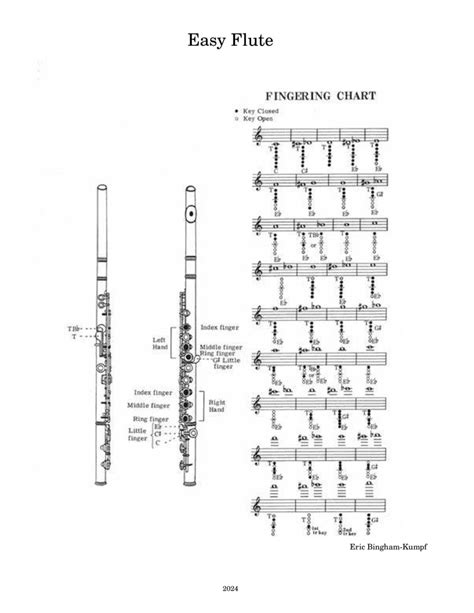 Easy Flute With Fingering Chart By Eric Bingham Kumpf Flute