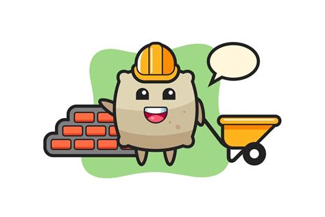 Cartoon character of sack as a builder 3315698 Vector Art at Vecteezy