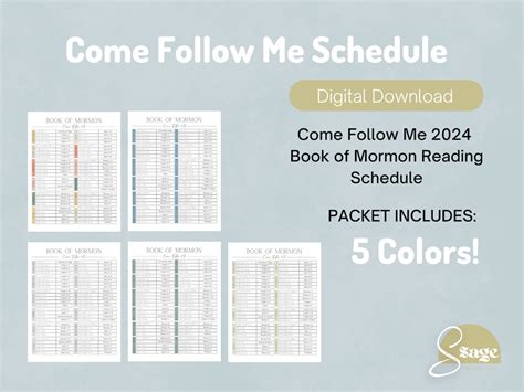 Come Follow Me Book Of Mormon Reading Schedule Packet Come Follow Me