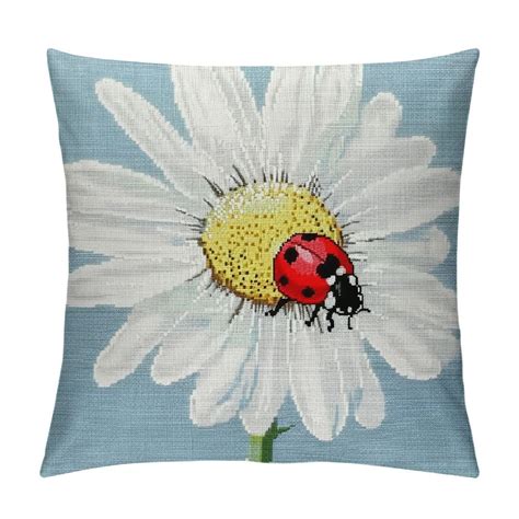 PRATYUS Decorative Pillow Covers 18 X 18 Daisy Decor Outdoor Summer