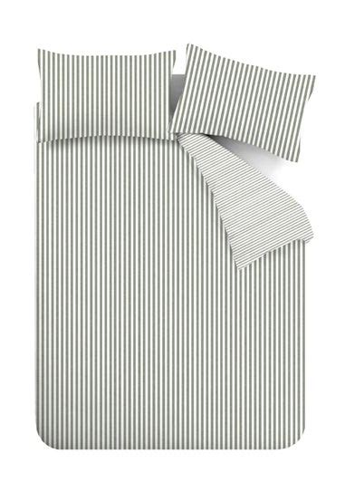 Catherine Lansfield Brushed Cotton Stripe Reversible Duvet Cover Set