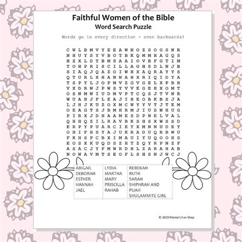 Faithful Women Of The Bible Word Search Puzzle Jw Printables Etsy