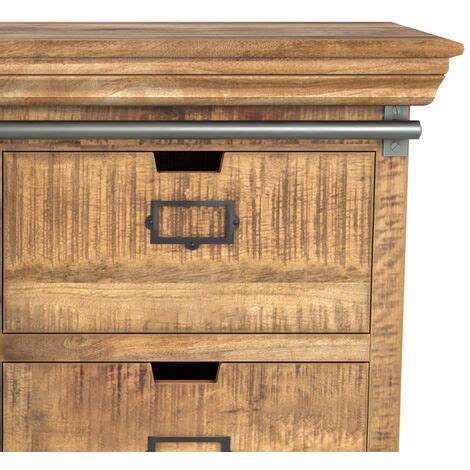 Petit buffet en bois et métal 1 porte 3 tiroirs TABUK