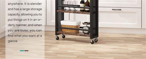 Tribesigns Slim Rolling Cart Wood Utility Cart Narrow Brown Kitchen