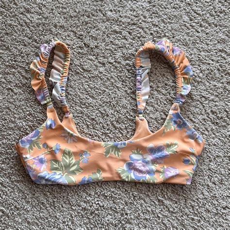 Light Orange Floral Bikini Top From The Brand Aerie Depop