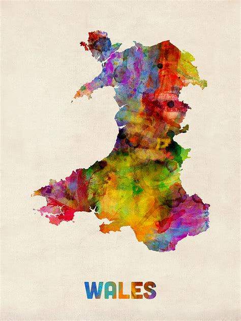 Wales Watercolor Map Digital Art By Michael Tompsett