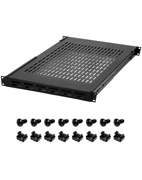 QWORK 19 1U Vented Server Rack Mount Shelf Adjustable Universal Tray