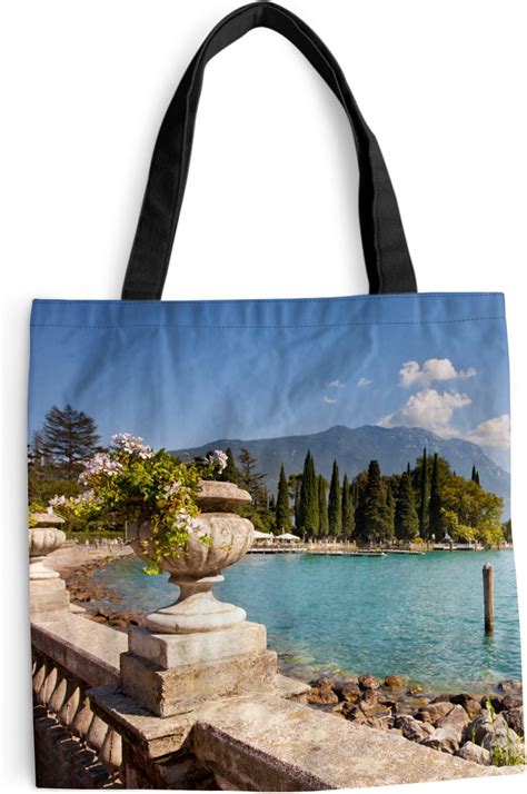 Schoudertas Strandtas Shopper Gardameer Kust Water 45x45 Cm