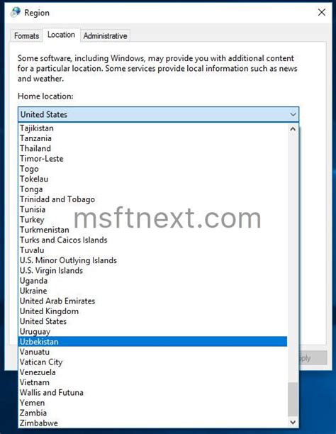 Region Home Location Change In Windows 10