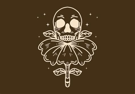 Premium Vector Vintage Art Illustration Of A Skull On The Flower