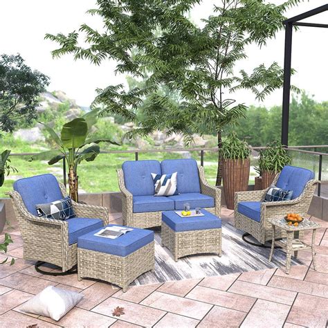 Ovios Palffy Gray Piece Wicker Patio Conversation Seating Set With