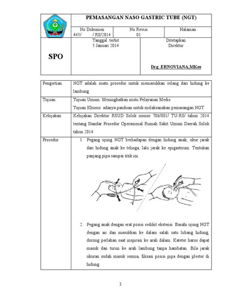 Spo Pemasangan Naso Gastric Tube Ngt Pdf