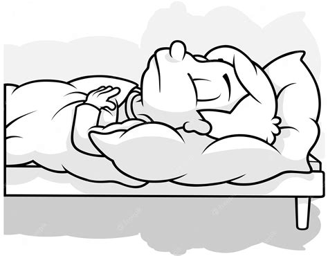 Premium Vector | Drawing of a darkhaired boy sleeping in bed