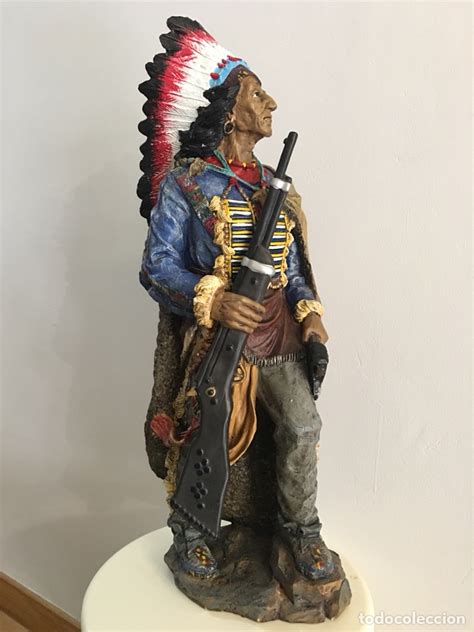 Figura De Indio Apache Americano En Resina Gra Comprar Esculturas De