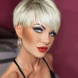 QUEENTAS Pixie Layered Short Blonde Wigs For White Black Women Synthetic Hair Wefted Wig Caps