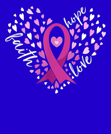 Faith Hope Love Breast Cancer Awareness Pink Ribbon Warrior Digital Art