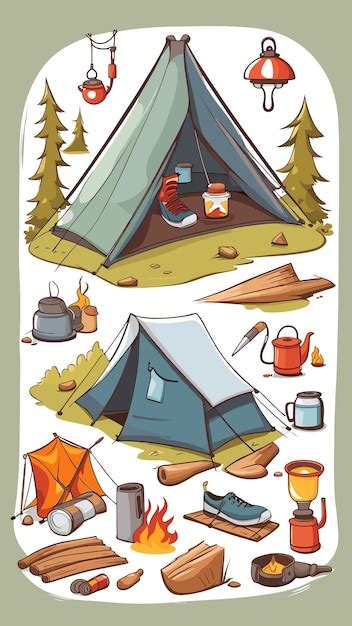 Premium Vector | Camping drawing cartoon artwork vector