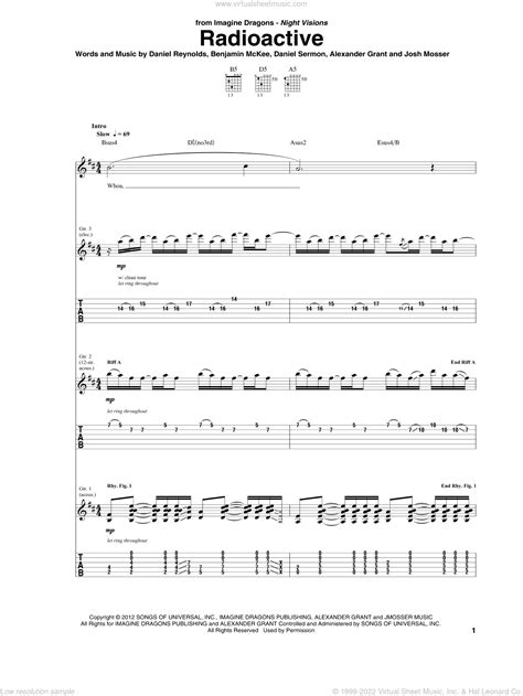 Dragons Radioactive Sheet Music For Guitar Tablature Pdf