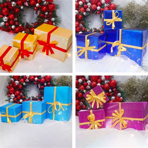 Set 3 Hộp Quà Tặng Kèm Nơ Trang Trí Noel