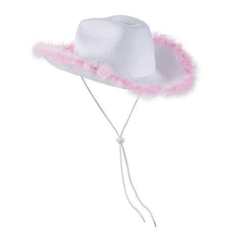 Cowboy Hat For Women Men Fluffy Feather Wide Brim Hats Felt Western