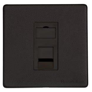 Heritage Brass Vintage Matt Black 1 Gang RJ45 Socket With Black Plastic